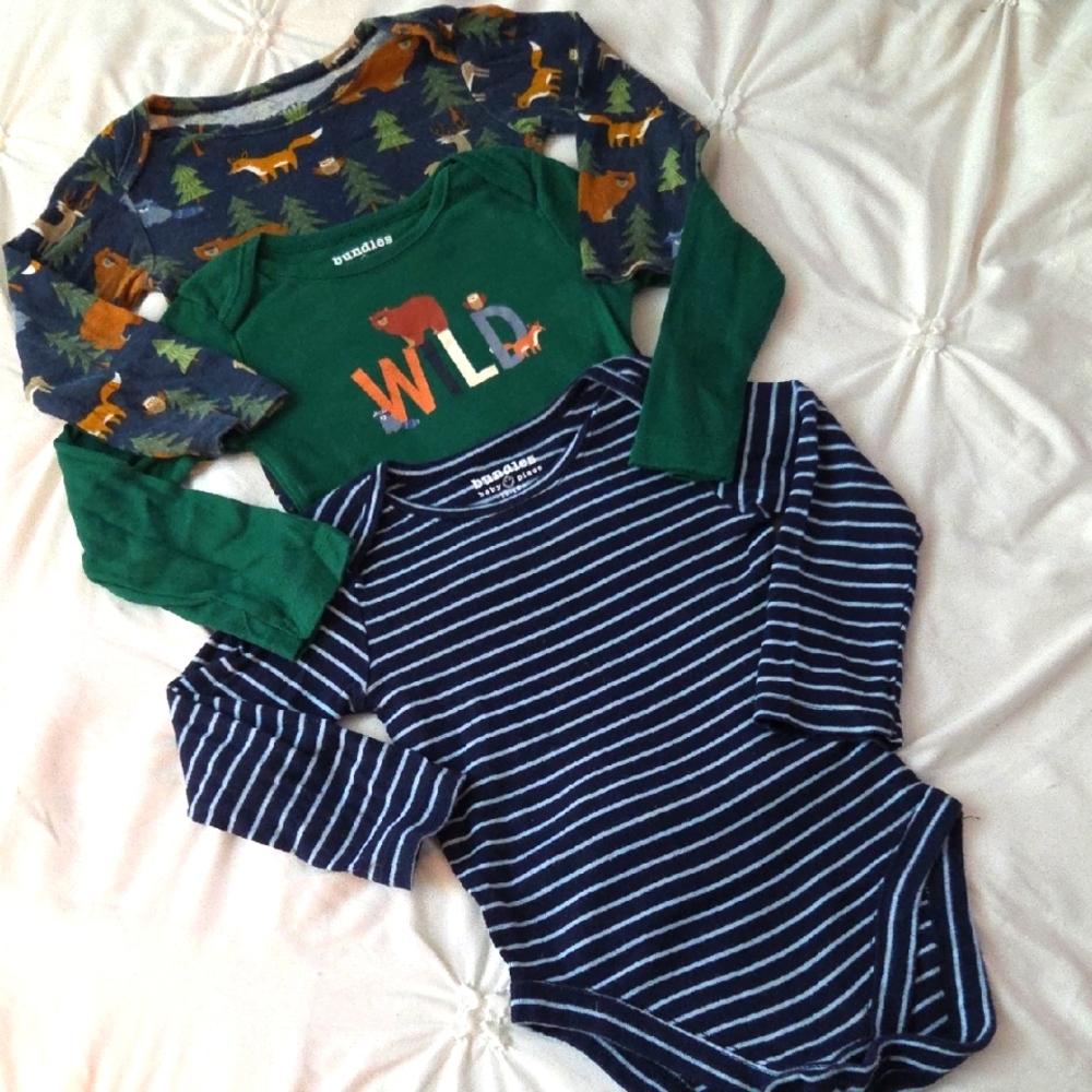 Forest and Stripes Long Sleeve Bodysuit Set of 3